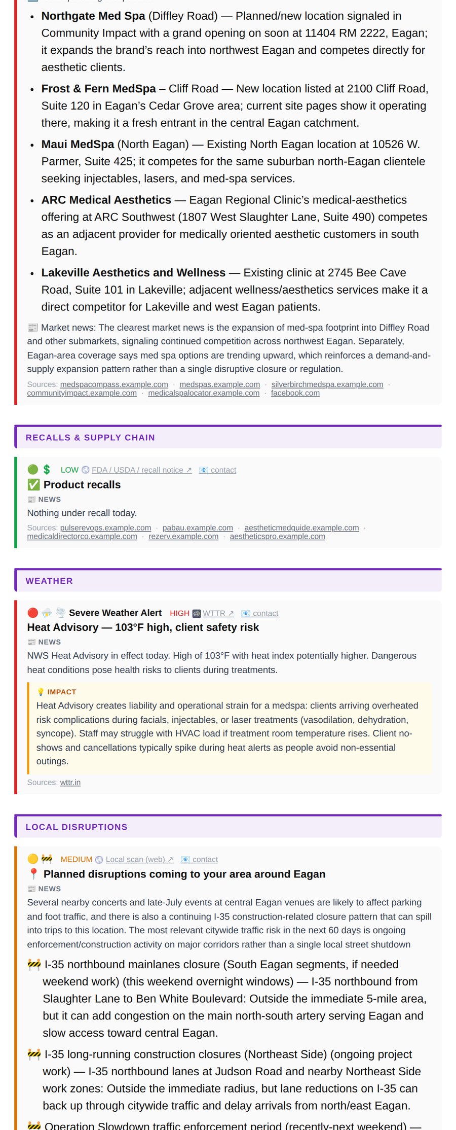 Sample MyIntelBrief brief page 2: Actions to take today
